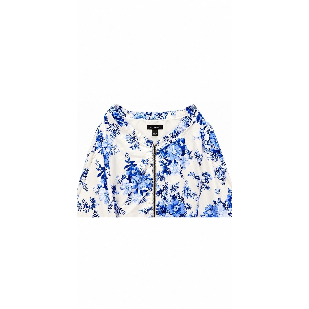 Torrid Floral Bomber Jacket Full Zip Plus Size 4 4x cottagecore romantic - Picture 2 of 3